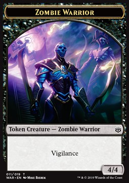 Zombie Warrior Token (Black 4/4) - War of the Spark (Token) [WAR-T11]