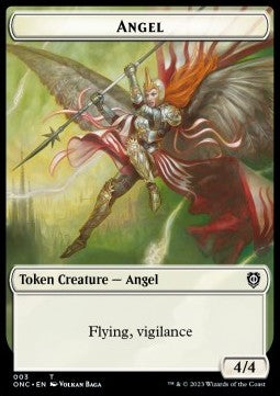 Angel Token (W 4/4 Vigilance) // Soldier Token (W 2/2 Vigilance) - Commander: Phyrexia: All Will Be One: Extras (Token) [XONC-T 3/8]
