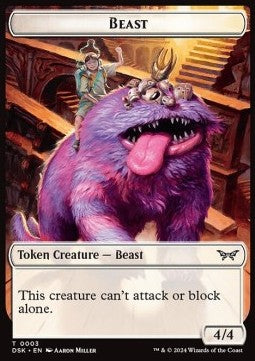 Beast Token (White 4/4) - Duskmourn: House of Horror: Tokens (Token) [TDSK-T03]